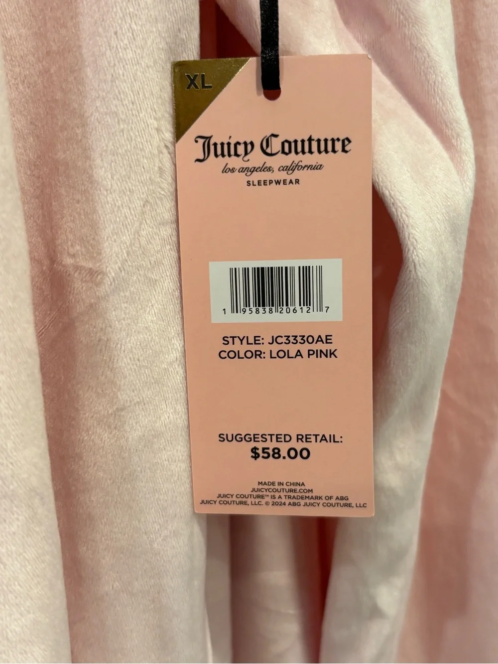 Juicy Couture Light Pink Velvet Fleece 2-Piece Lounge Set with Crystal Logo